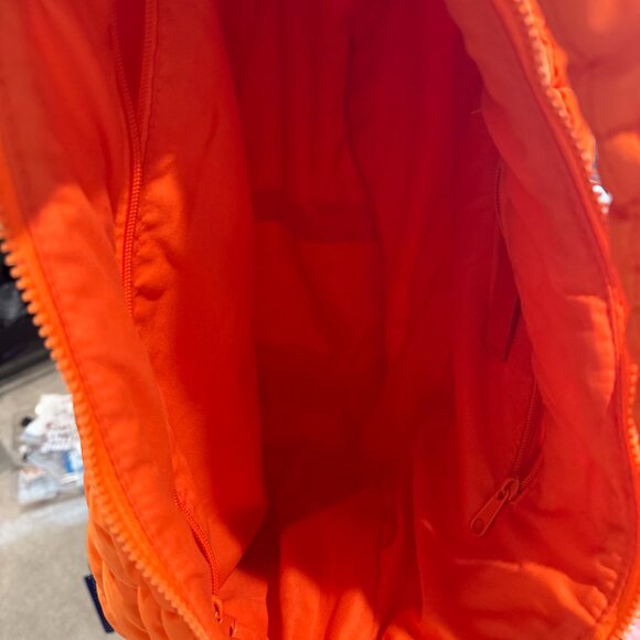 Like New Free People Quilted Carryall Electric Orange EUC - Picture 3 of 5